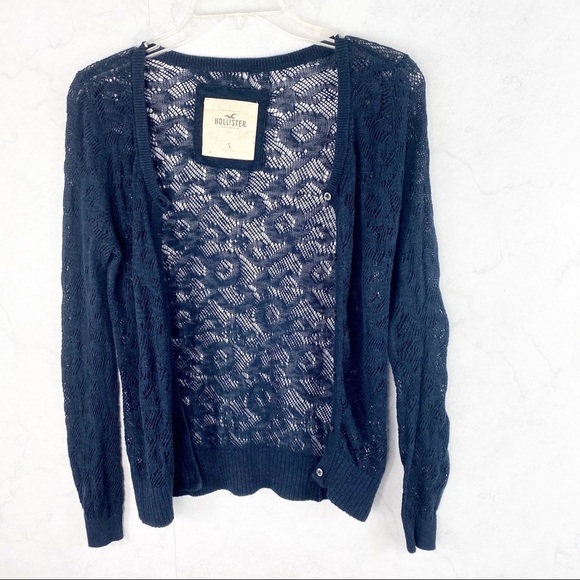 [HCO] Classic Navy Perforated Button Cardigan - Picture 1 of 2